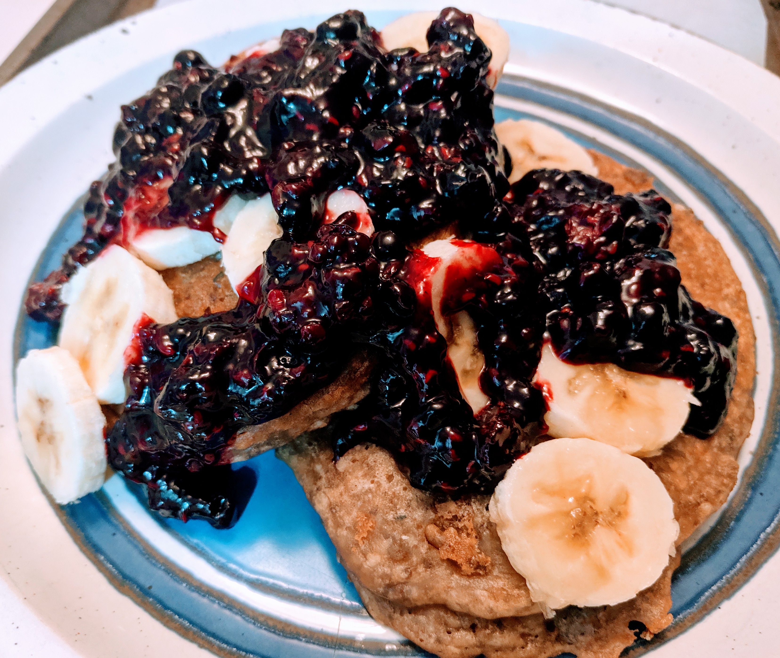 lemon chia pancakes with berry compote